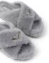 Prada triangle-logo shearling slippers Grey - Thumbnail 4