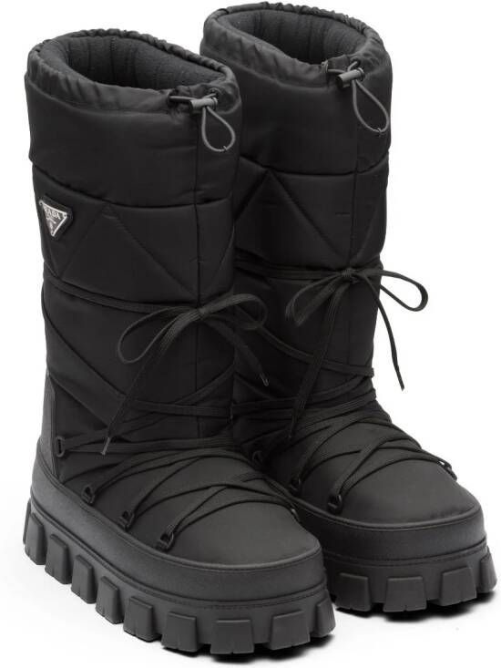 Prada triangle-logo snow boots Black