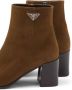 Prada triangle-logo suede boots Brown - Thumbnail 5