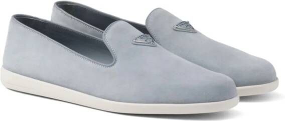 Prada triangle-logo suede loafers Blue