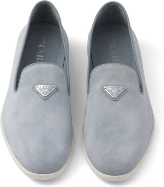 Prada triangle-logo suede loafers Blue