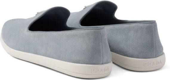 Prada triangle-logo suede loafers Blue