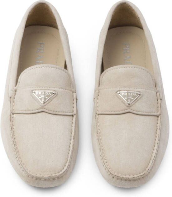 Prada triangle-logo suede loafers Grey