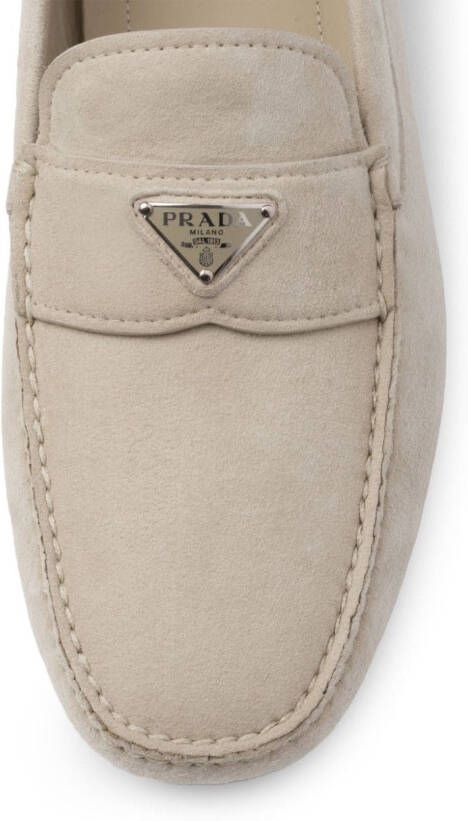 Prada triangle-logo suede loafers Grey