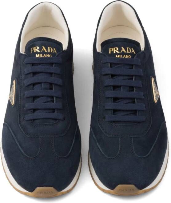 Prada triangle-logo suede sneakers Blue