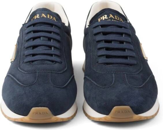 Prada triangle-logo suede sneakers Blue