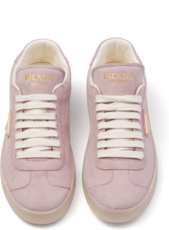 Prada Triangle-logo suede sneakers Pink