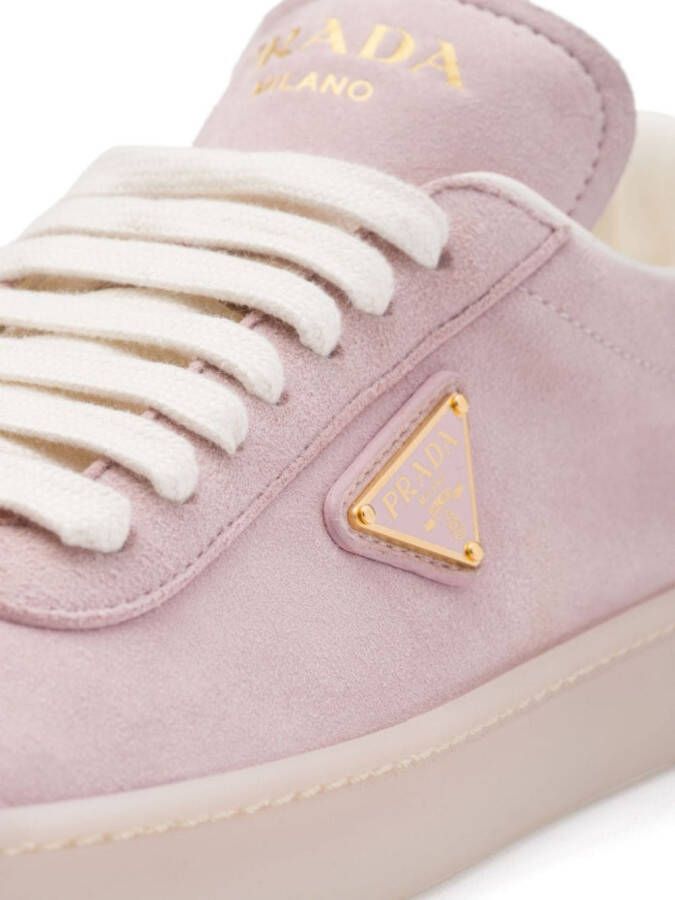 Prada Triangle-logo suede sneakers Pink