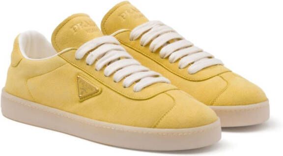 Prada Triangle-logo suede sneakers Yellow