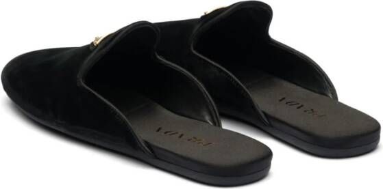 Prada triangle-logo velvet slippers Black
