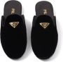Prada triangle-logo velvet slippers Black - Thumbnail 4