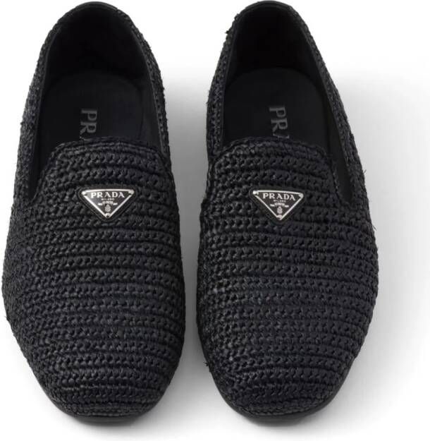 Prada triangle-logo woven loafers Black