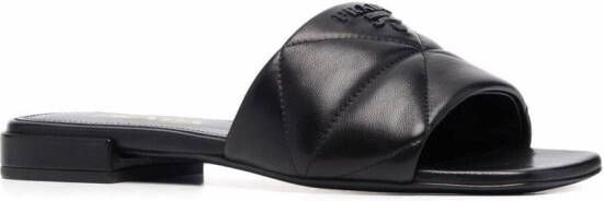 Prada triangle quilted sandals Black