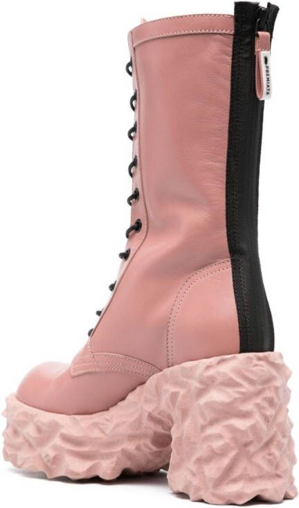 Premiata 100mm sculpted-sole leather boots Pink