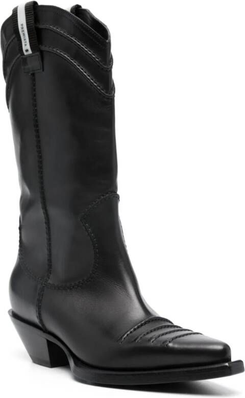 Premiata 45mm leather cowboy boots Black