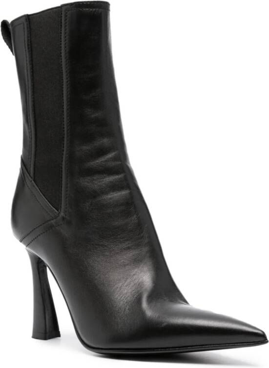 Premiata 95mm pointed-toe leather boots Black