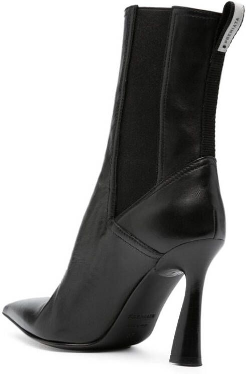 Premiata 95mm pointed-toe leather boots Black