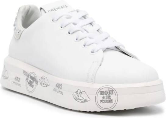 Premiata Belle crystal-embellished leather sneakers White