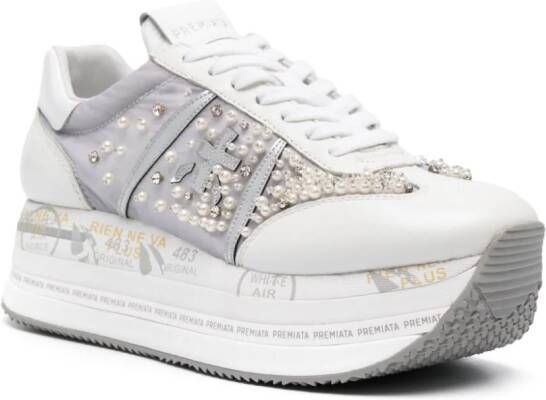 Premiata Beth faux-pearl embellished sneakers Grey