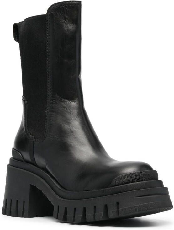 Premiata block-heel leather boots Black