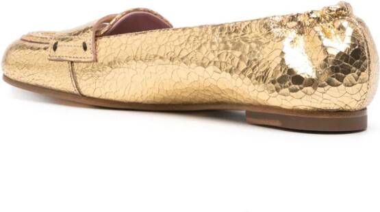 Premiata crinkled leather ballerina shoes Gold