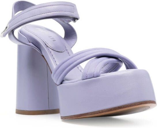 Premiata crossed strap leather platform sandals Purple