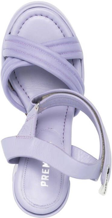 Premiata crossed strap leather platform sandals Purple