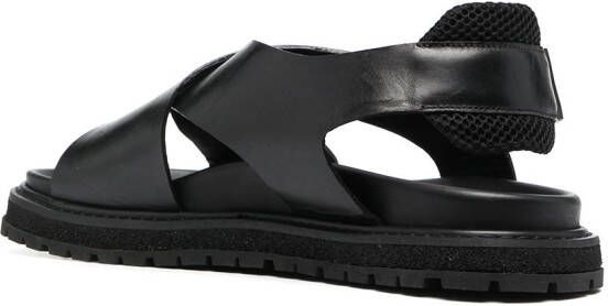 Premiata crossover-strap leather sandals Black
