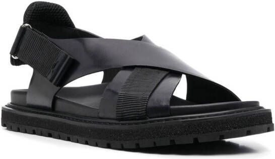 Premiata crossover-strap leather sandals Black