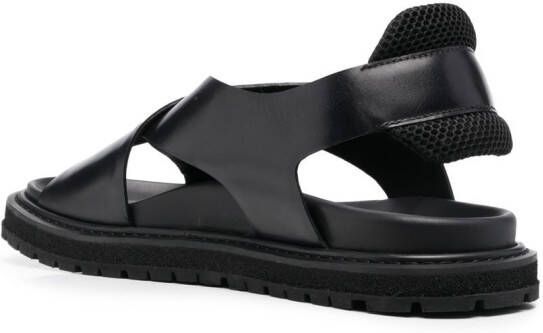 Premiata crossover-strap leather sandals Black