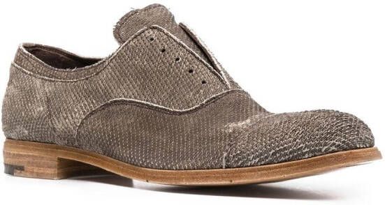 Premiata distressed-effect laceless oxford shoes Grey