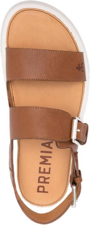 Premiata double-buckle leather sandals Brown