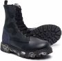 Premiata Kids contrast-sole leather boots Blue - Thumbnail 2