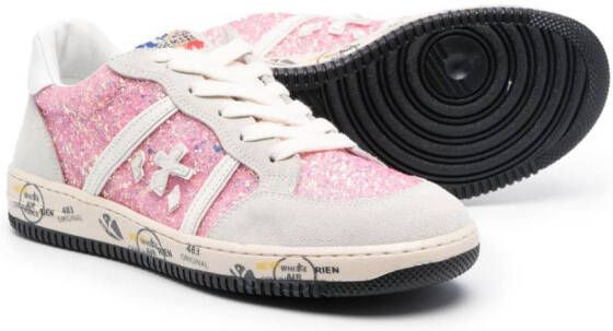 Premiata Kids glitter-detail low-top sneakers Pink