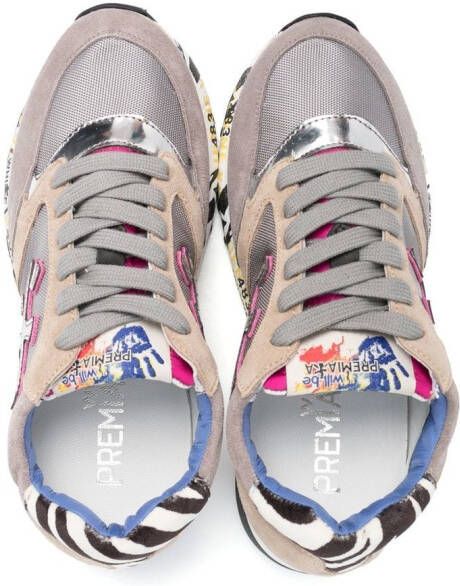 Premiata Kids panelled lace-up sneakers Grey