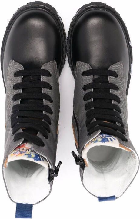 Premiata Kids panelled leather boots Black