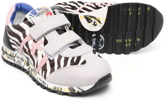 Premiata Kids patterned touch-strap sneakers Black