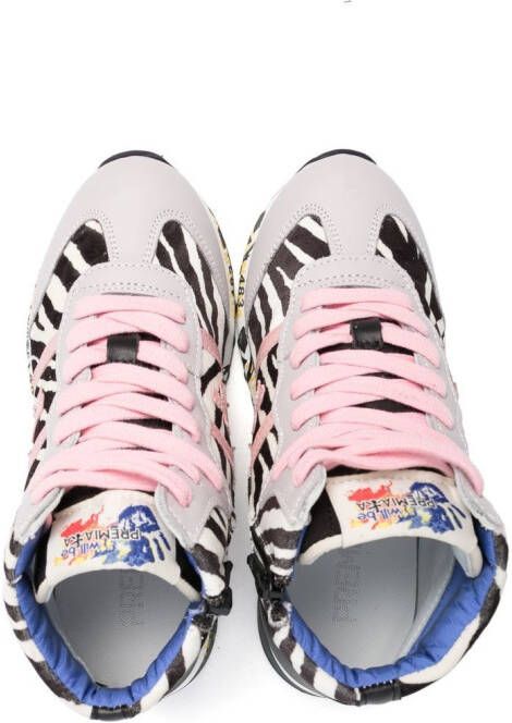 Premiata Kids zebra-print high-top sneakers Grey