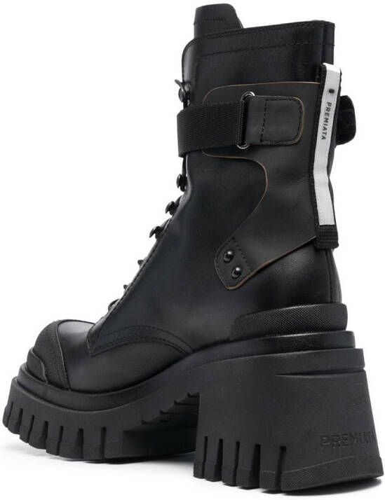 Premiata lace-up 85mm block-heeled boots Black