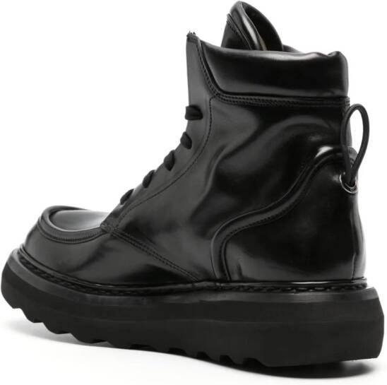 Premiata lace-up leather ankle boots Black