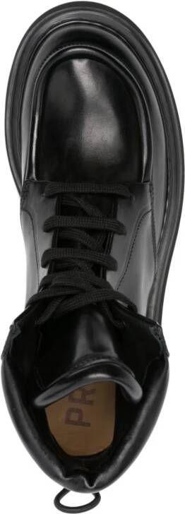 Premiata lace-up leather ankle boots Black