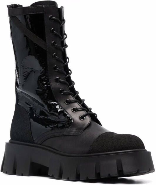 Premiata lace-up leather boots Black