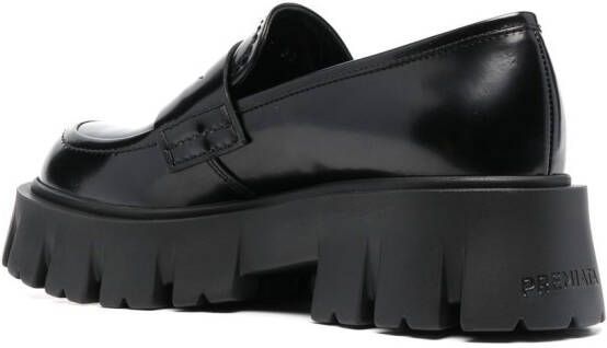Premiata leather ridged-sole loafers Black