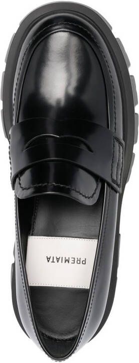 Premiata leather ridged-sole loafers Black