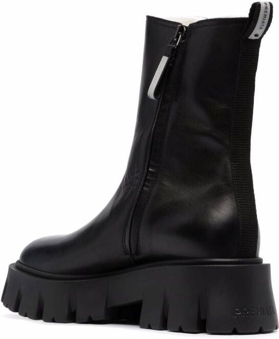 Premiata leather shearling boots Black