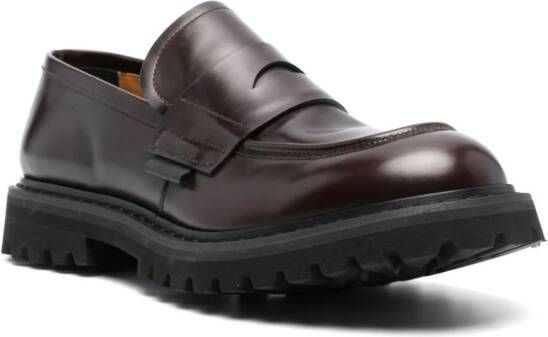 Premiata logo-patch 50mm leather loafers Brown