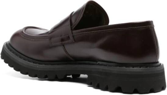 Premiata logo-patch 50mm leather loafers Brown