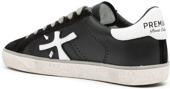 Premiata logo-patch leather sneakers Black