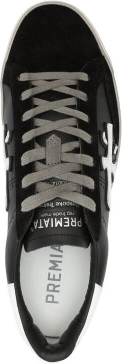 Premiata logo-patch leather sneakers Black