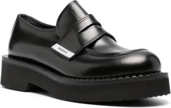 Premiata logo-tag leather loafers Black